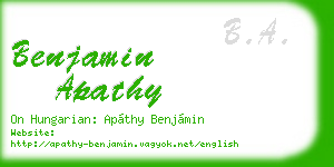 benjamin apathy business card