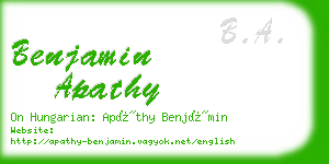 benjamin apathy business card